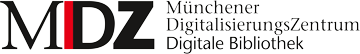 Logo of the MDZ: Münchener DigitalisierungsZentrum, Digitale Bibliothek. Navigate to main page